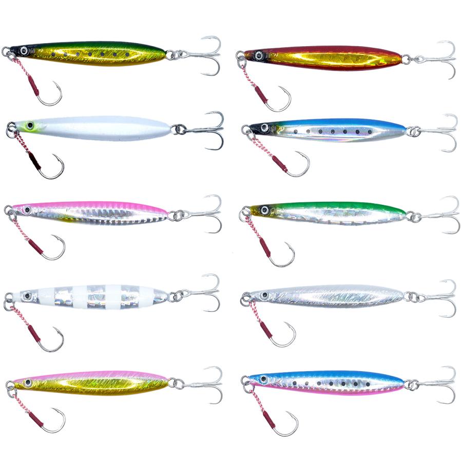 メタルジグ 10個セット メタルジグ 40g 10個 セット アシストフック付き : OHF ヤフー店