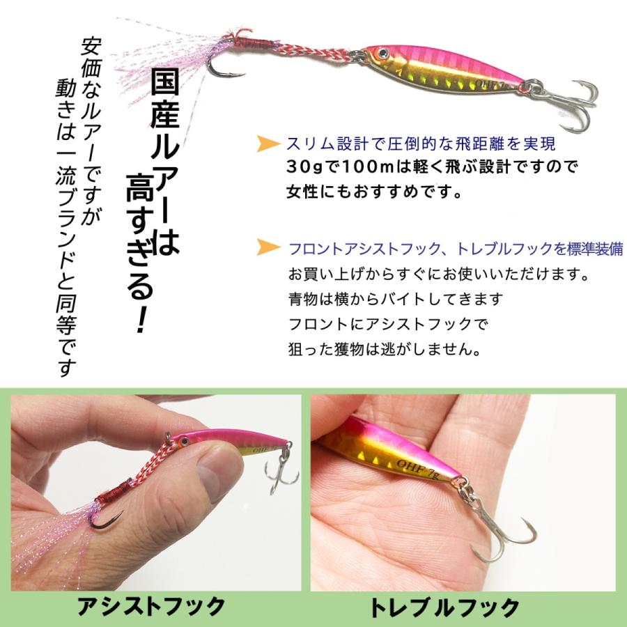 メタルジグ マイクロジグ 10g 10個 セット アシストフック付き