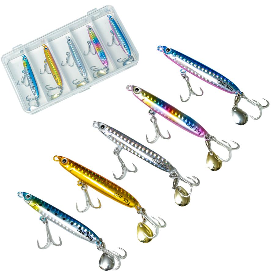 メタルジグ セット 25g 5個セット サーフ スピンテールジグ ケース付き