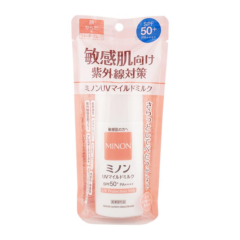 MINON ミノン アミノモイスト UVマイルドミルク 80mL SPF50+ PA++++ 紫外線 低刺激性 無着色 日焼け対策 ケア 日焼け止めミルク[ギフトラッピング対応]（Yahoo!・ダイキヤフー店）
