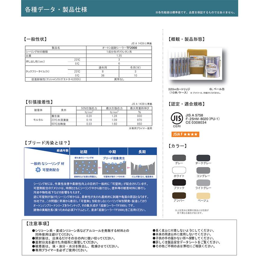 オートン超耐シーラーTF2000 6L×2缶セット コーキング/シーリング