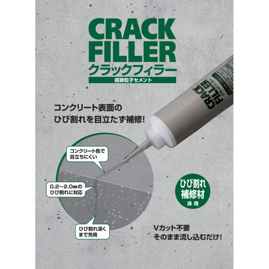 クラックフィラー コンクリート色 360g×10本セット コンクリート床用クラック補修材 ひび割れ補修 コンクリート床 セメント