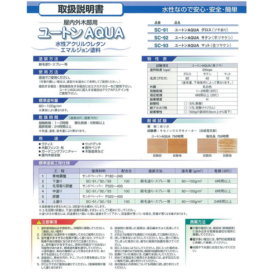 ユートンAQUA 透明 1L(約4平米/3回塗り) 木部用/水性ウレタン/紫外線 