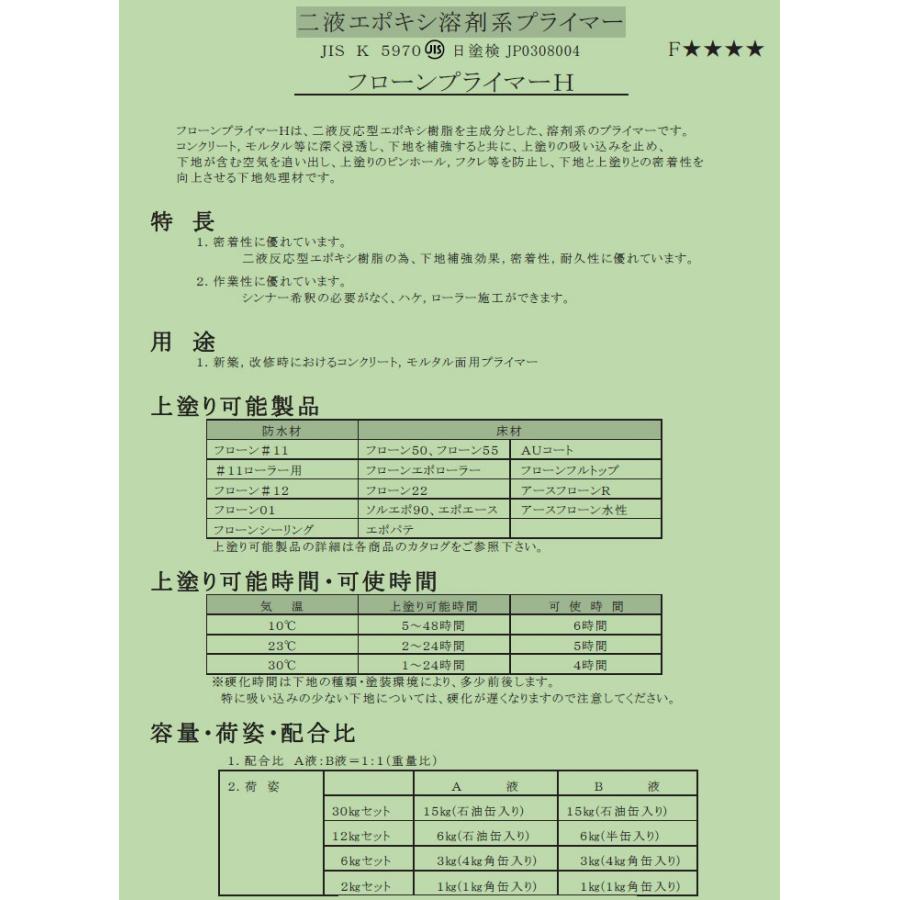 フローンプライマーH 透明 2kgセット(A液1kg:B液1kg) 約10平米/1回塗り 