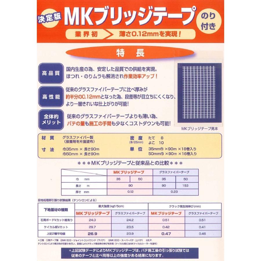 MKブリッジテープ 巾35mm×長さ90M 目地テープ/グラスファイバーテープ 