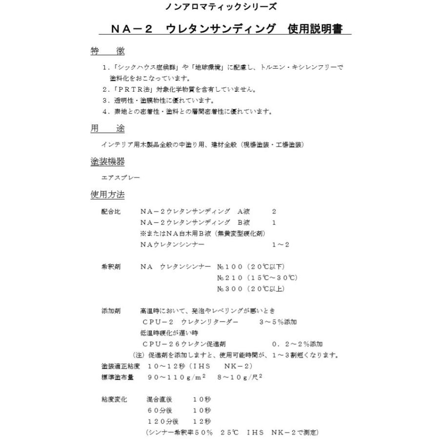 NA-2 ウレタンサンディング　22.5kgセット(A液15kg・B液7.5kg)　送料無料 アクリル系/対候性/透明度/キャピタルペイントの画像