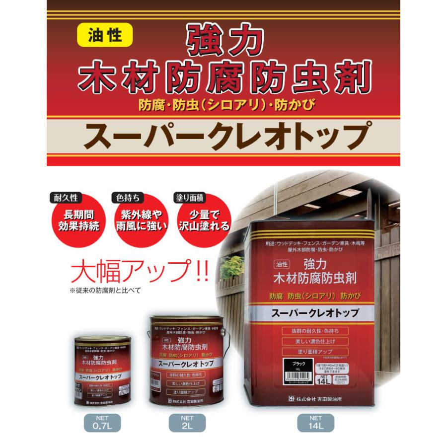 スーパークレオトップ 2l 約平米 2回塗り 防腐 防虫 防かび 油性 屋外木部 ウッドデッキ フェンス ガーデン家具 塗料 吉田製油所 S Kureotop 2 大橋塗料 ヤフー店 通販 Yahoo ショッピング