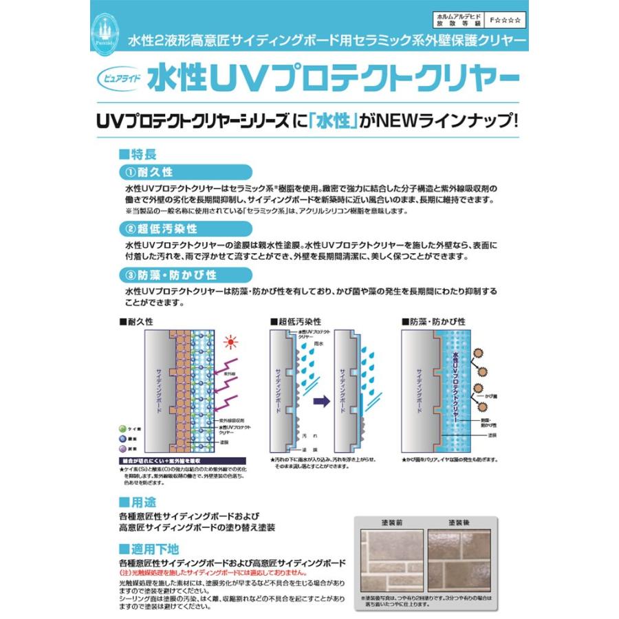 ピュアライド水性UVプロテクトクリヤー 艶有り 15kgセット(主剤:14kg 