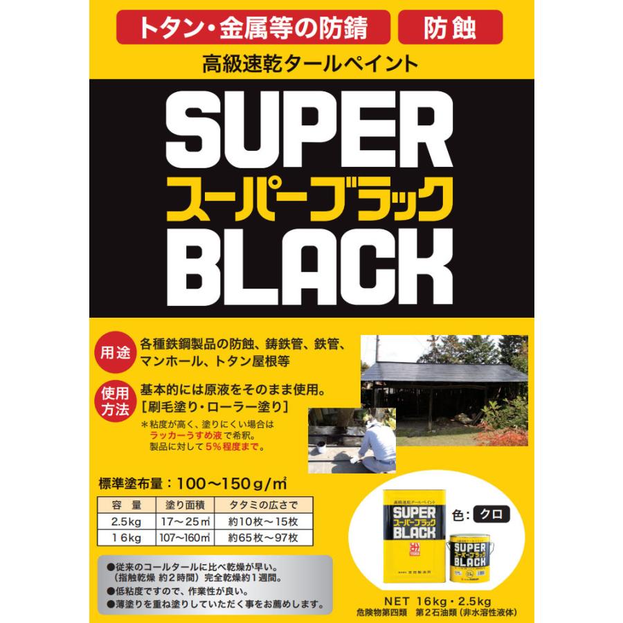 スーパーブラック 16kg(約107〜160平米) トタン 金属 防錆 防蝕 高級速