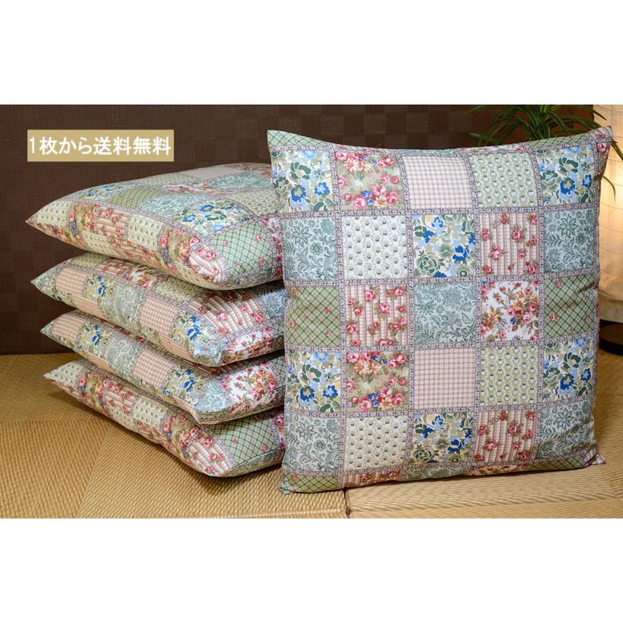 座布団カバー 銘仙判（55×59） 花柄パッチワーク柄 綿100％ 2色 50cm