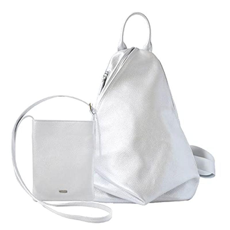 バルコス 4wayシュリンクレザーリュック ポシェットハンズフリーセット レディース 4wayシュリンクレザーリュック ポシェットハンズフリーセット Onesize シルバー リュックサック デイパック シルバー ならショッピング