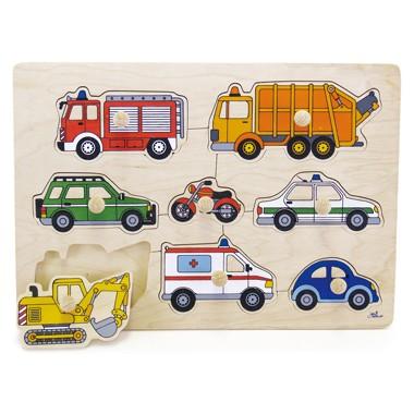 ノブ付きパズル はたらく車 Goki社 Goki 木のおもちゃ おひさまやyahoo 店 通販 Yahoo ショッピング