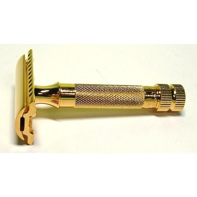 メルクール髭剃り334G 両刃ホルダー オール金メッキ 替刃11枚付