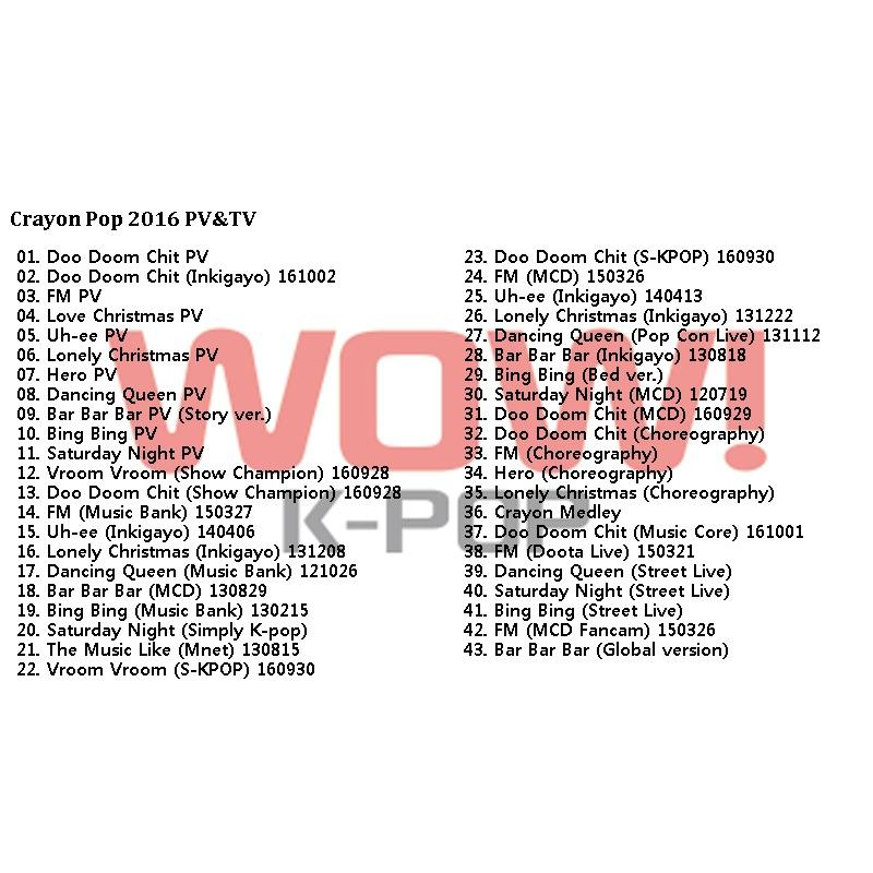 K-POP DVD Crayon Pop 2016 PV＆TV Doo Doom Chit FM Uh-ee