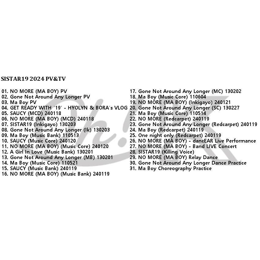K-POP DVD SISTAR19 2024 PV/TV Collection - NO MORE SISTAR K-POP DVD SISTAR19 2024 PV/TV Collection - NO MORE SISTAR