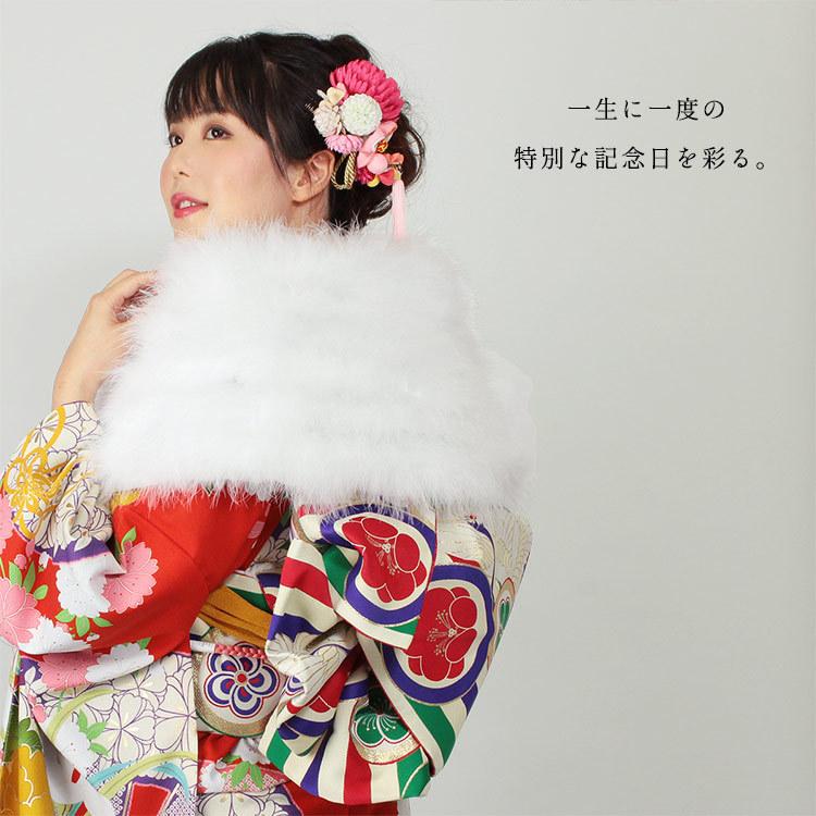 成人式 ショール フェザーショール ファー 羽毛 白 振袖 ふわふわ もこもこ ホワイト 白 着物 成人式 披露宴 フォーマル パーティ 4111 大喜賑 通販 Yahoo ショッピング