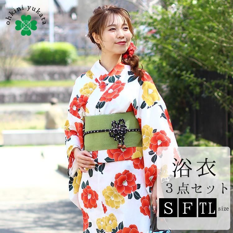 浴衣 レディース 浴衣セット ゆかた 帯 下駄 椿 オレンジ S F Tlサイズ レトロ モダン 150cm 160cm 170cm 平織り浴衣 へこ帯 焼下駄 22 3ten X03 B23 大喜賑 通販 Yahoo ショッピング