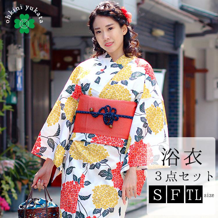 浴衣 レディース 浴衣セット ゆかた 帯 下駄 紫陽花 オレンジ S F Tlサイズ レトロ モダン 150cm 160cm 170cm 平織り浴衣 へこ帯 焼下駄 22 3ten X03 3 大喜賑 通販 Yahoo ショッピング