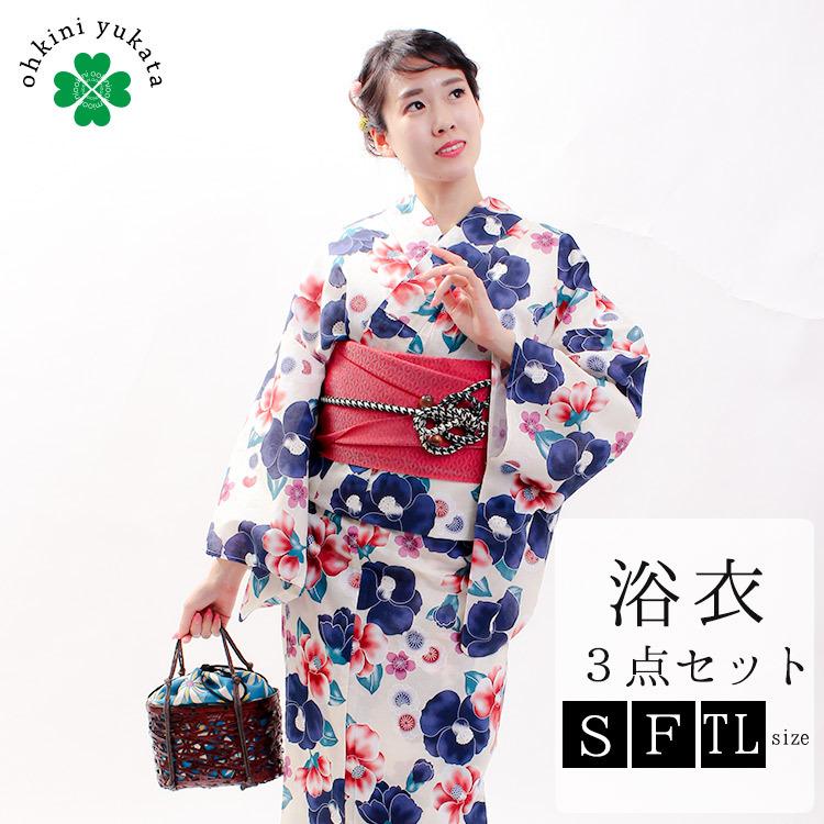 浴衣 レディース 浴衣セット ゆかた 帯 下駄 椿 紺 赤 S F Tlサイズ Sサイズ 平織り浴衣 21 簡単 着れる 花火大会 かわいい 3ten X04 A3 大喜賑 通販 Yahoo ショッピング