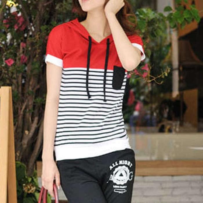 半袖パーカー フード付きレディース半袖tシャツボーダー柄パーカー カットソーパーカー半袖 レディーストップス 切り替えボーダートップス半袖 725 Ohnitayaファッションあんどバッグ 通販 Yahoo ショッピング