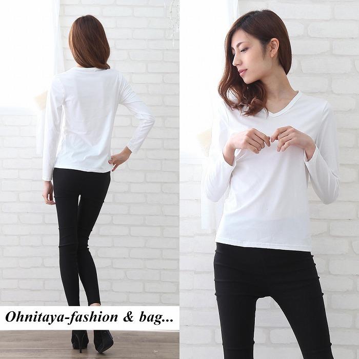 tシャツ レディース ロンt 長袖 ロンティー ロング Vネック Uネック