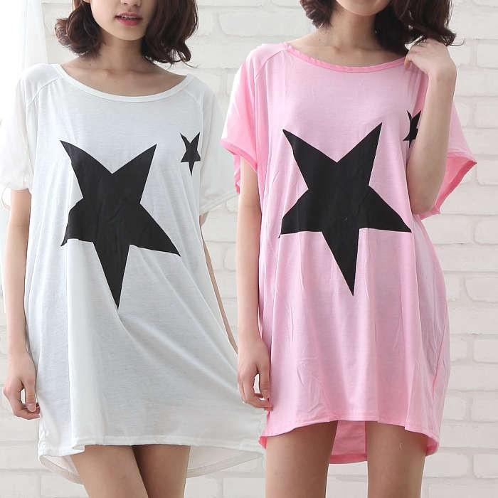 Tシャツワンピース ビッグスター柄ゆるテロドルマンtシャツカットソーワンピース レディースビッグｔシャツワンピース 星柄ワンピースｔシャツ Ohnitaya Y 6 Ohnitayaファッションあんどバッグ 通販 Yahoo ショッピング