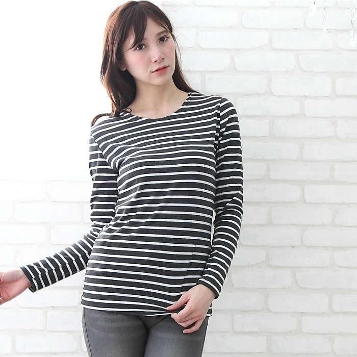 ロンｔ 長袖 Tシャツ レディース ボーダー柄ストライプロングtシャツ ロンｔレディースボーダー柄 グレーホワイト レディース Ohnitaya Y 5 Ohnitayaファッションあんどバッグ 通販 Yahoo ショッピング