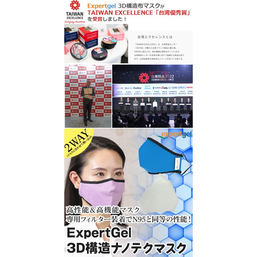 ExpertGel 3D構造布マスク 5層ナノテクフィルター付 全6色 マスク