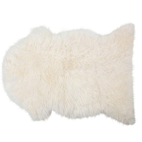ムートンラグ 長毛 1枚皮 羊毛100％ ムートンブラシ付き 約90cm×60cm