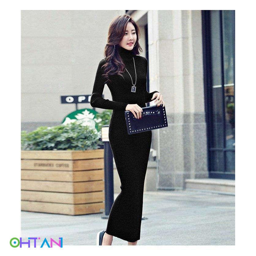 ニットワンピース 超ロング丈 秋 冬 レディース ロングニットワンピース 長袖 無地 マキシワンピース タイト タートルネック シンプル 大人 上品 通勤 30代40代 全商品オープニング価格