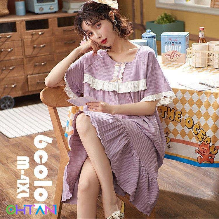 ネグリジェ パジャマ レディース 春夏 ワンピース レディースルームウエア 半袖 お姫様 可愛い レース プリンセス 部屋着