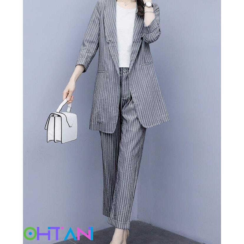 2点セット レディース スキニーパンツ パンツスーツ ストライプ柄スーツ 着痩せ 七分袖 トップス 八分 九分丈パンツ Ol 二次会 通勤 代30代40代 大きいサイズ 楽天市場
