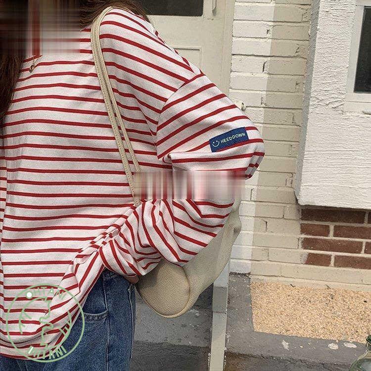 ボーダーtシャツ レディース おしゃれ 半袖 ワイド袖 ロング丈 ダボダボ ゆったり シンプル 韓国 ファッション 0602womens1 オオタニ商店 通販 Yahoo ショッピング