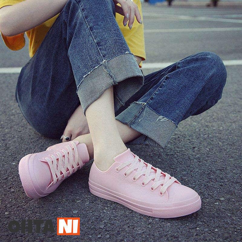 テレビで話題 レインシューズ レインスニーカー ショート 晴雨兼用 レディース 雨靴 無地 黒 白 ピンク 防水 梅雨対策 滑り止め レインブーツ 定番 歩きやすい Site Starbrasil Com Br