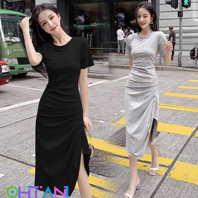 ワンピース レディース 夏 タイトワンピース 半袖 膝丈ワンピース きれいめ 韓国風 オシャレ カジュアル 着痩せ 不規則 通勤ワンピース 2色 Na オオタニ商店 通販 Yahoo ショッピング