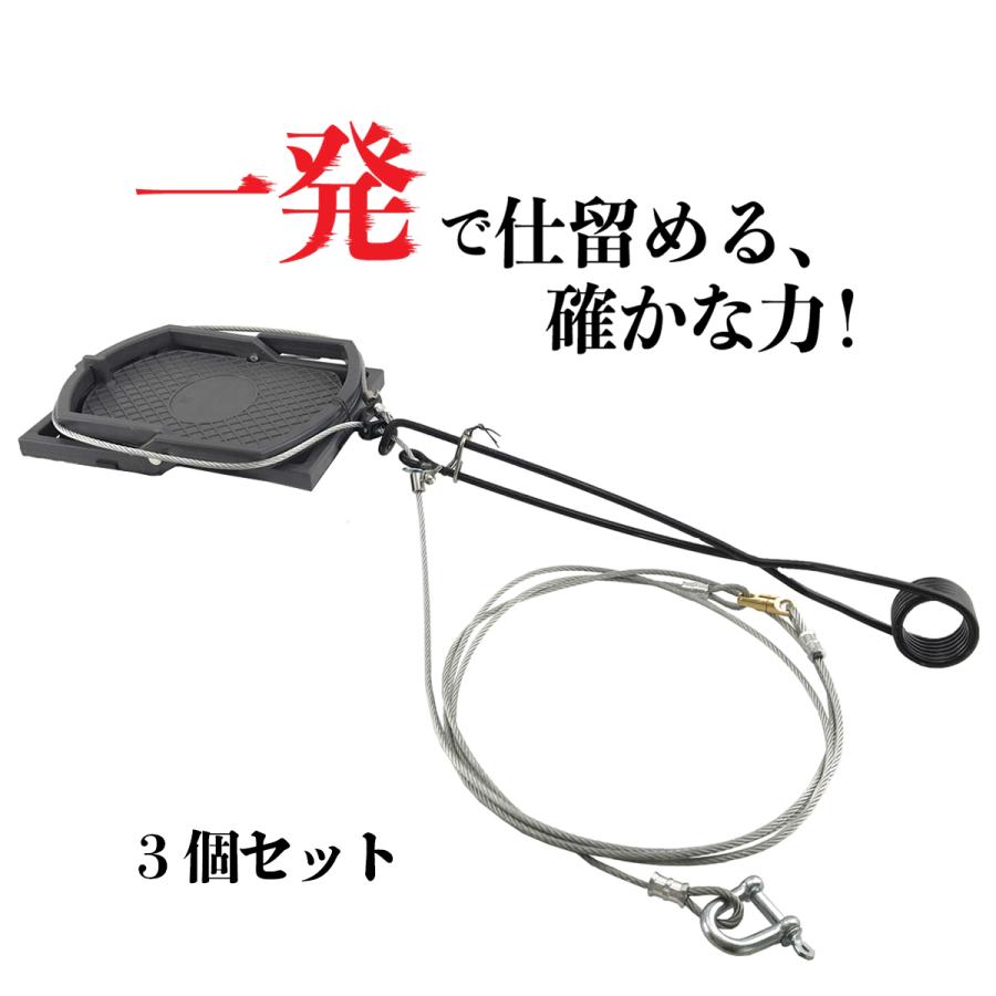 Wジャンプくくり罠※台座なし L型ねじりバネタイプ3個セット（踏み板