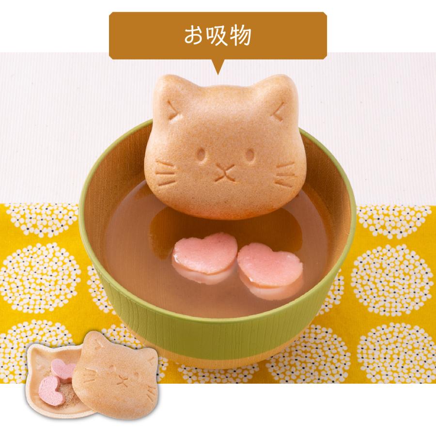 福ねこ最中汁物3個セット。赤味噌汁・白味噌汁・お吸物の猫型最中