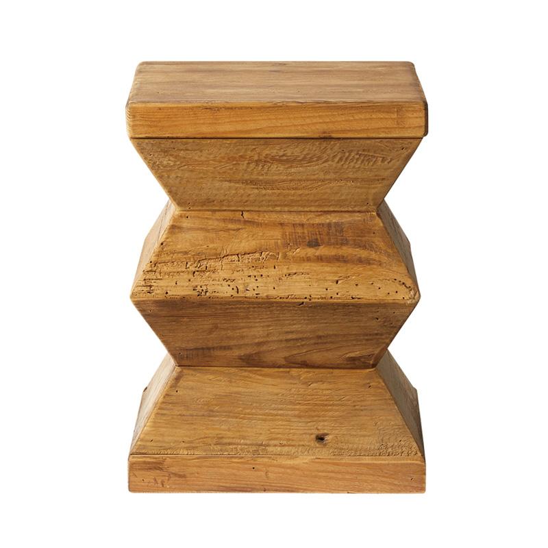 花台　スツール　サイドテーブル　展示台 送料無料】#38 チーク 切り株 木目天板 鉄脚テーブル サイド