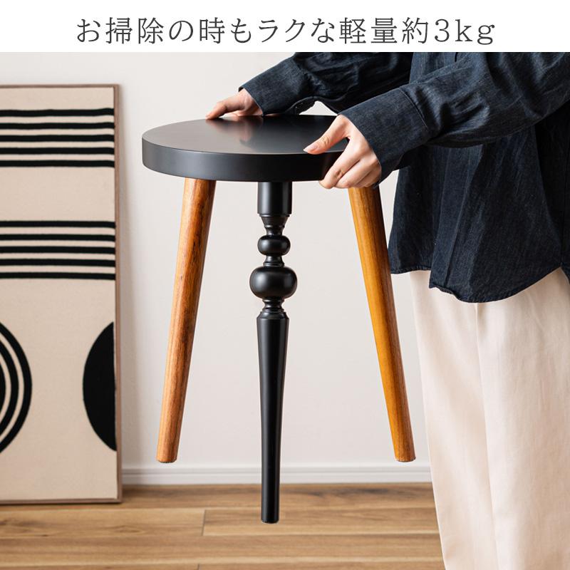 サイドテーブル ラウンドテーブル 丸 木製 天然木 アンティーク ソファ