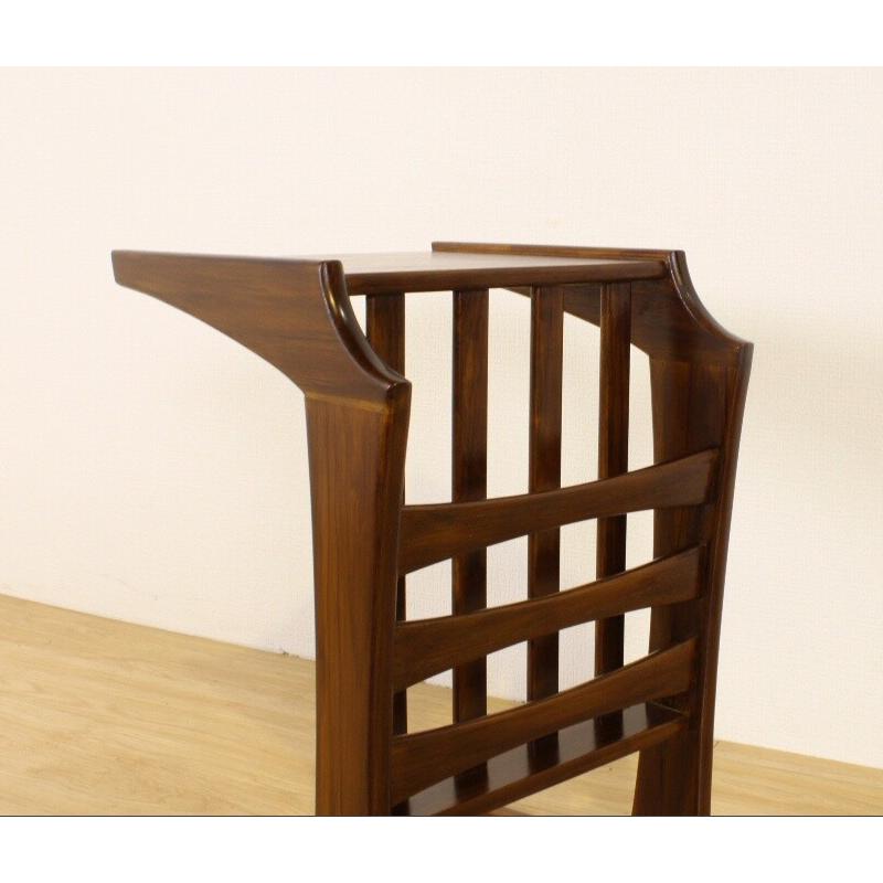 サイドテーブル チーク材 無垢材 天然木 コの字 木製 マガジンラック