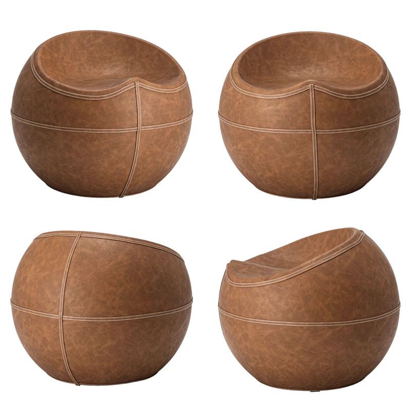 スツール 球体 丸椅子 ディスプレイ 置物 合成皮革 レザー ブラウン