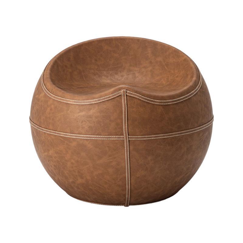ブラウン スツール 木製脚 合成皮革 スツール 球体 ディスプレイ 置物 合成皮革 フィット ブラウン