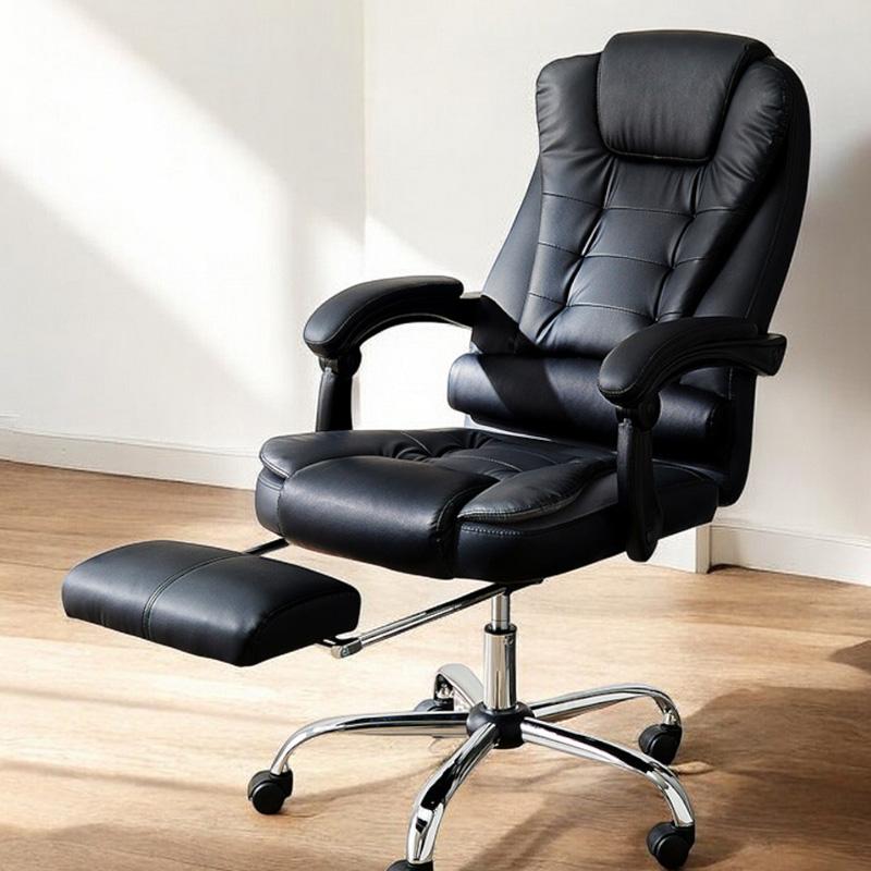 高級家具　オフィスチェア  社長椅子  フットレスト付 傷有 オフィスチェア 社長椅子 フットレスト 合皮 レザー 合皮皮革 肘