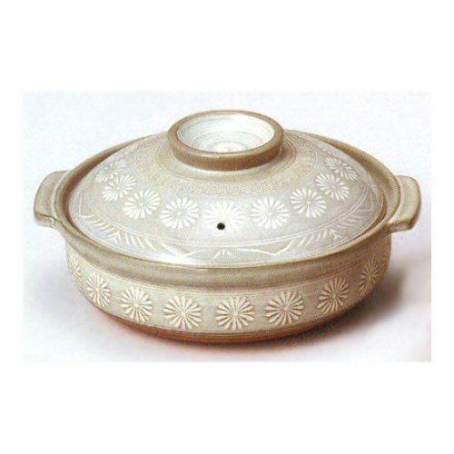 土鍋 9号 IH対応/直火OK 銀峯三島 (日本製/萬古焼) IHプレート付き