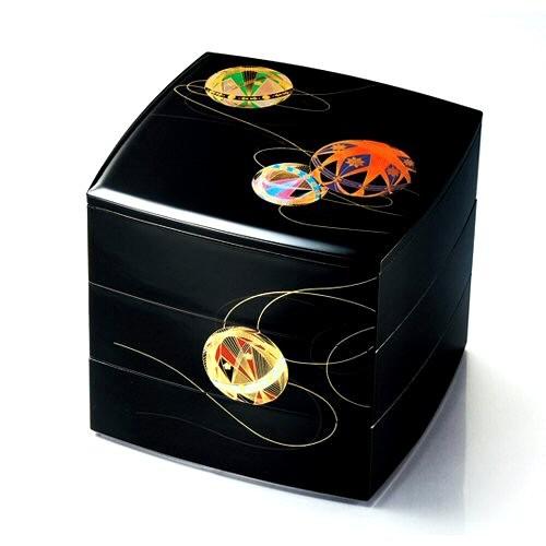 お重 重箱 おしゃれ 彩光てまり6 5胴張三段重 黒内朱 19 6cm お待たせ