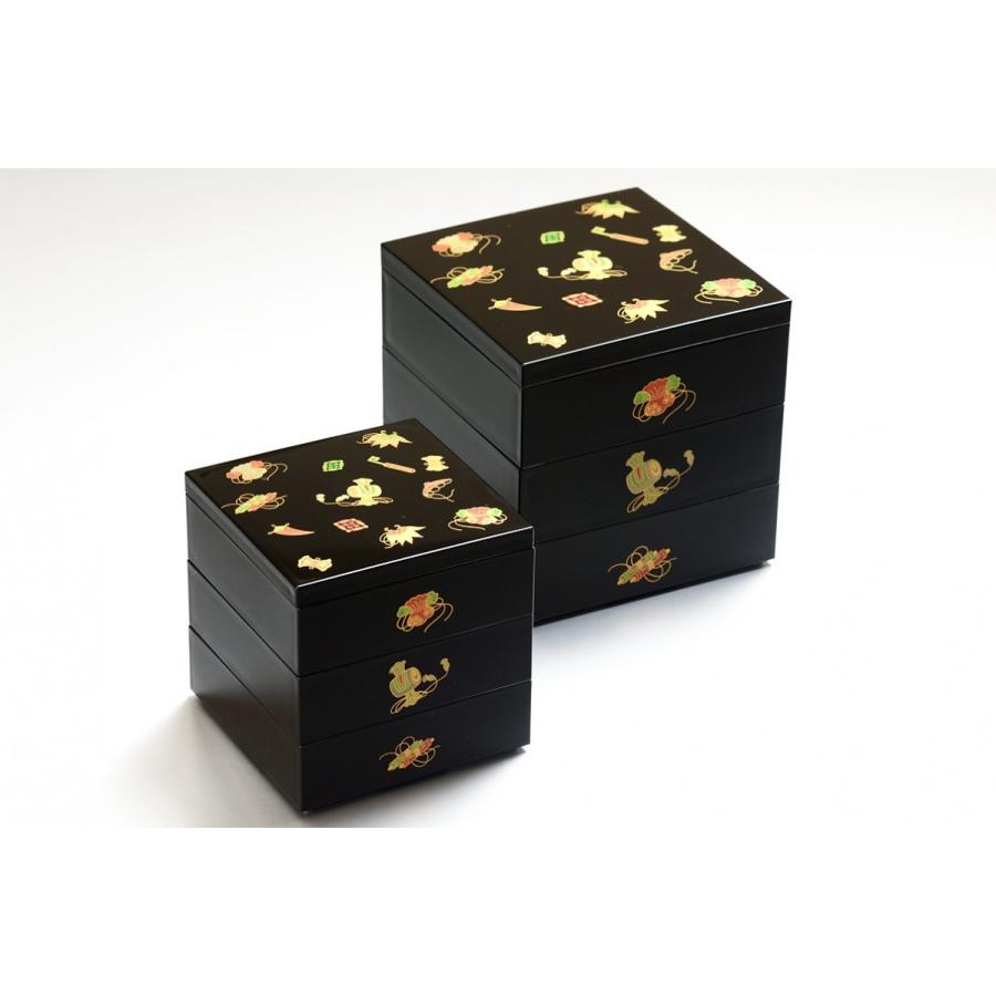 漆器　三段重箱　安政5年？　 黒地に金色の植物模様　やや傷あり 漆器 三段重箱 安政5年？ 黒地に金色の植物模様 やや傷あり