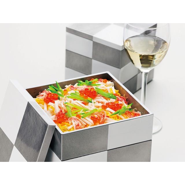 お重 重箱 おしゃれ 市松4 0三段重 銀 A 12cm 1220 A001 Kz2420a