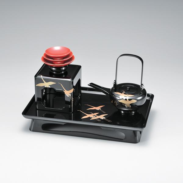 お屠蘇セット 屠蘇器 漆器 本漆 黒 光琳鶴 雪才屠蘇器