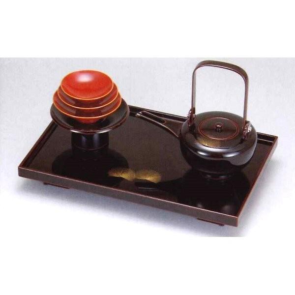 男性に人気！ お屠蘇セット 越前漆器 溜 寿松 角屠蘇器 迎春用品