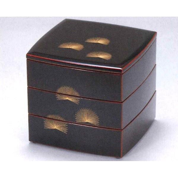 高価値 おいしいコンシェルジュ 店重箱 越前漆器 溜 寿松 65隅角胴張三